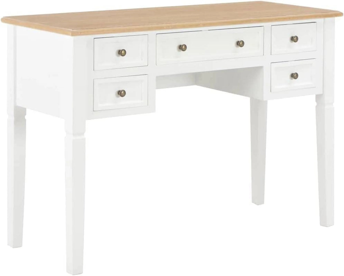 Brown and White 5 Drawer Wooden Writing Desk B272183