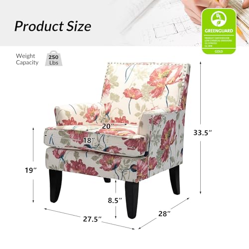 Modern Accent Chair with Arms and Wooden Legs P5378