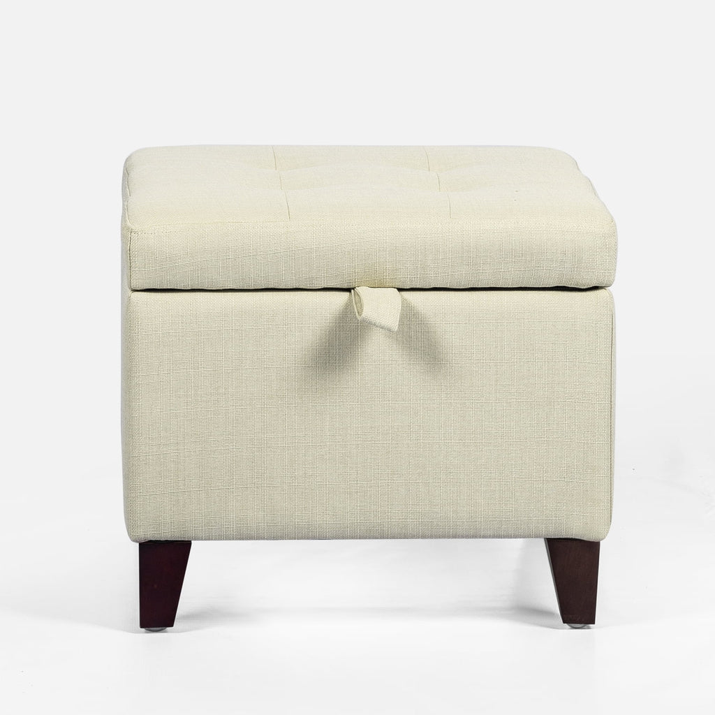 White Square Fabric Storage Ottoman K186