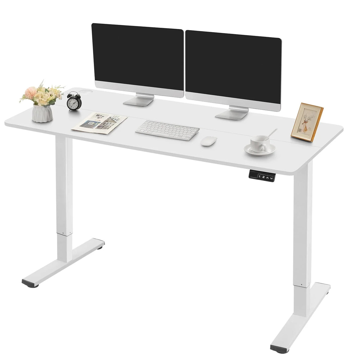 Electric Height Adjustable Standing Desk with Memory Preset, White P9221