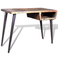 Rustic Desk with Storage Compartment Reclaimed Wood Tabletop Iron Legs G22006