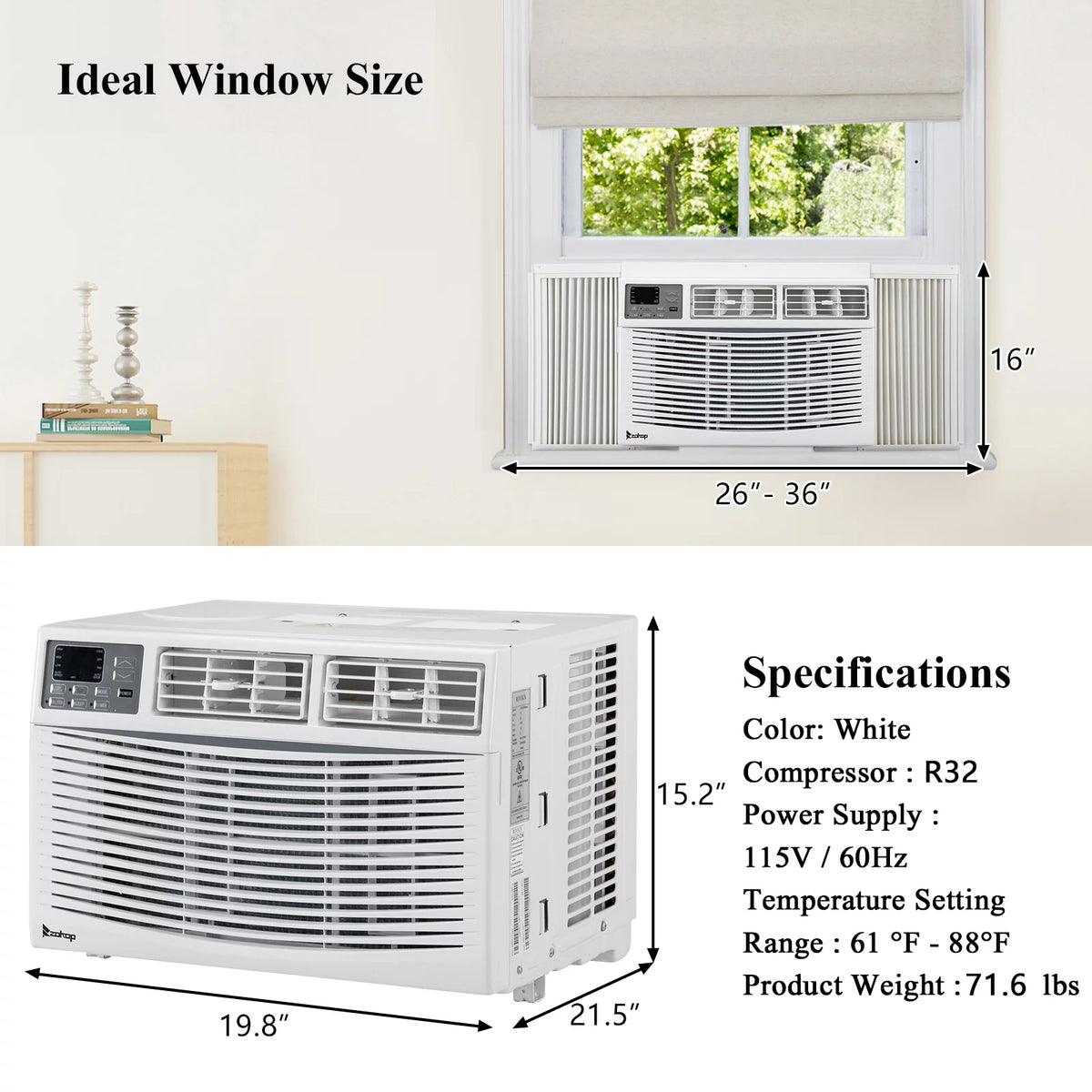 12000BTU 110V White Window Air Conditioner N384470
