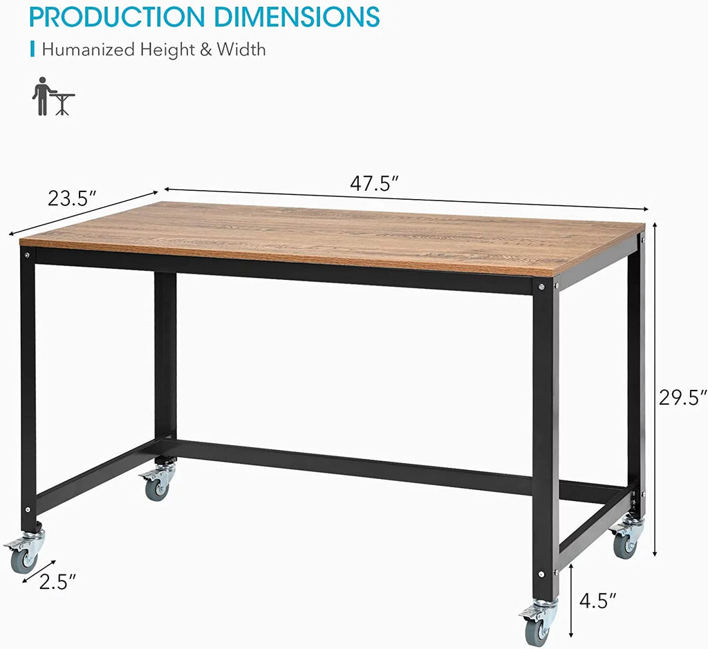 Rolling Computer Desk with 4 Wheels M891