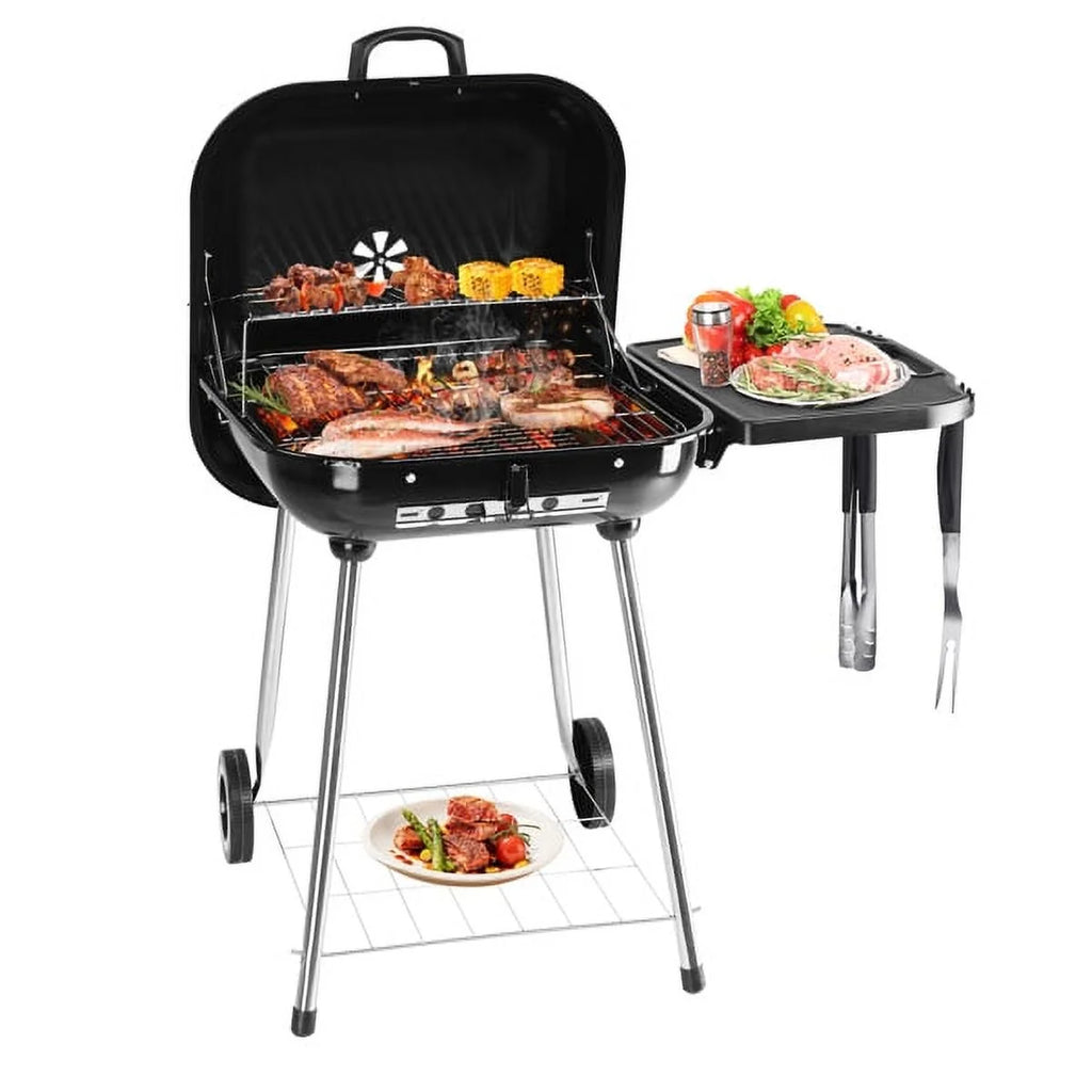28" Portable Charcoal Grill with Wheels D77353