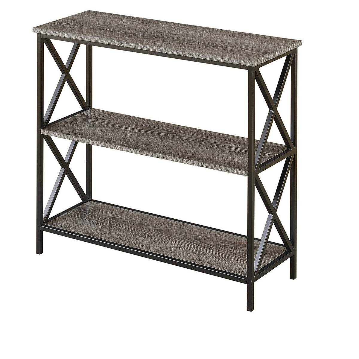 3-Tier Weathered Gray Bookcase E853742