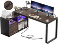 L Shaped Desk with File Cabinet and Power Outlet W548246