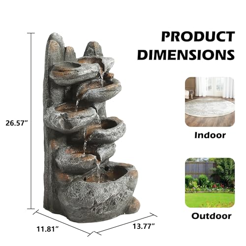 6-Tier Cascading Rock Water Fountain with Lights K9842