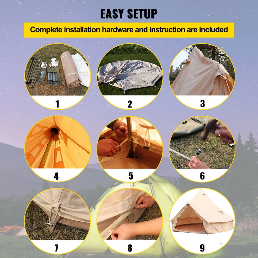 Canvas Bell Tent with Stove Jacket Waterproof 4 Seasons O158957