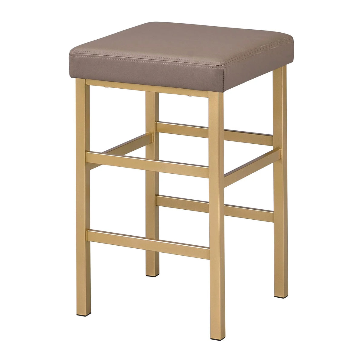 26" Gold Backless Stool in White M13387