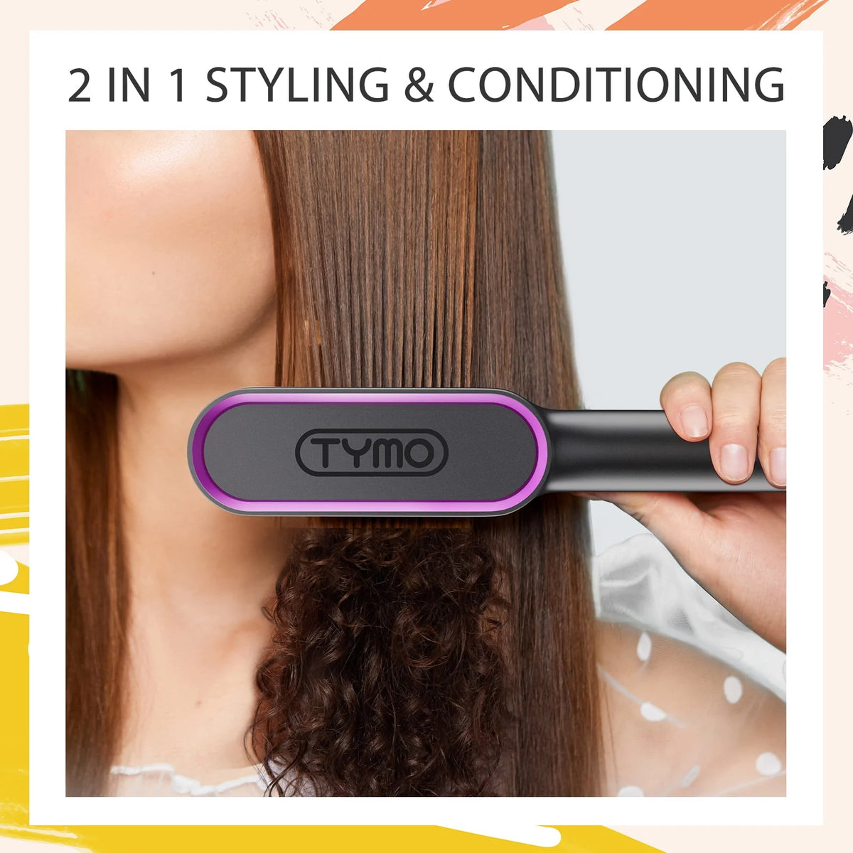 Black Hair Straightener Brush with Built-in Comb I438