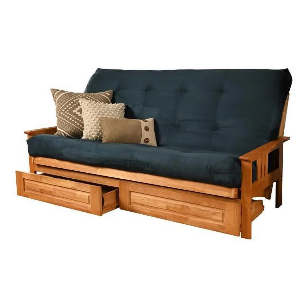 Queen Size Futon Frame with Mattress & Storage Drawers I2410