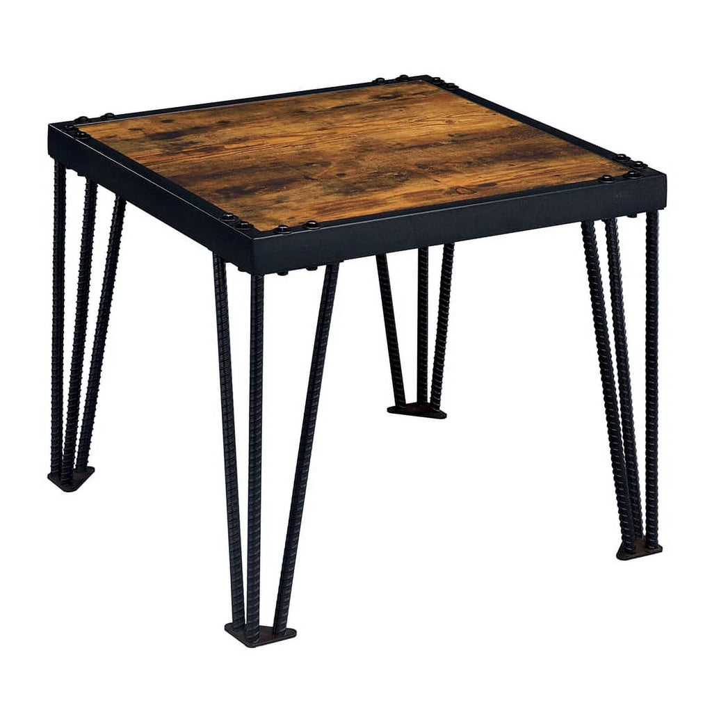 Black Industrial Metal Square End Table H550420