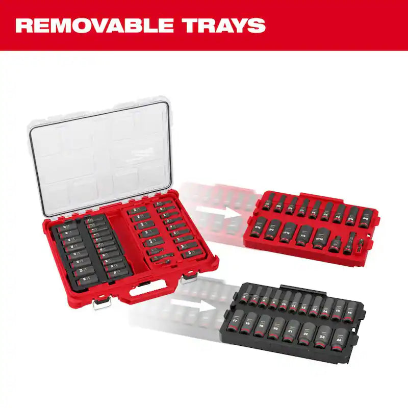 3/8 in. Drive Metric and SAE Deep Well Impact Socket Set 36-Piece K4942