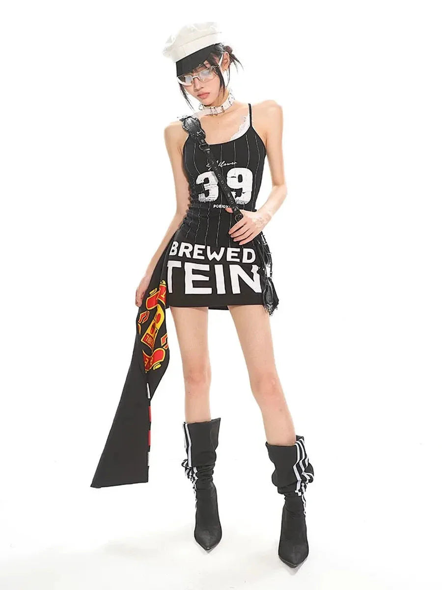 Racing Style Asymmetrical Mini Skirt E290787