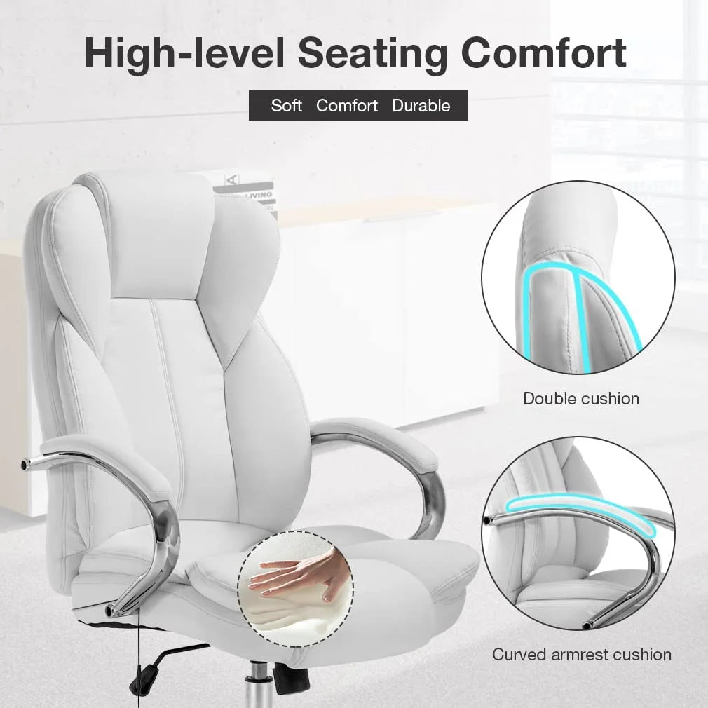 White High Back PU Leather Office Chair with Lumbar Support X2238