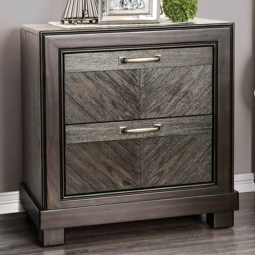 2 Drawers Wood Nightstand in Espresso Q35947