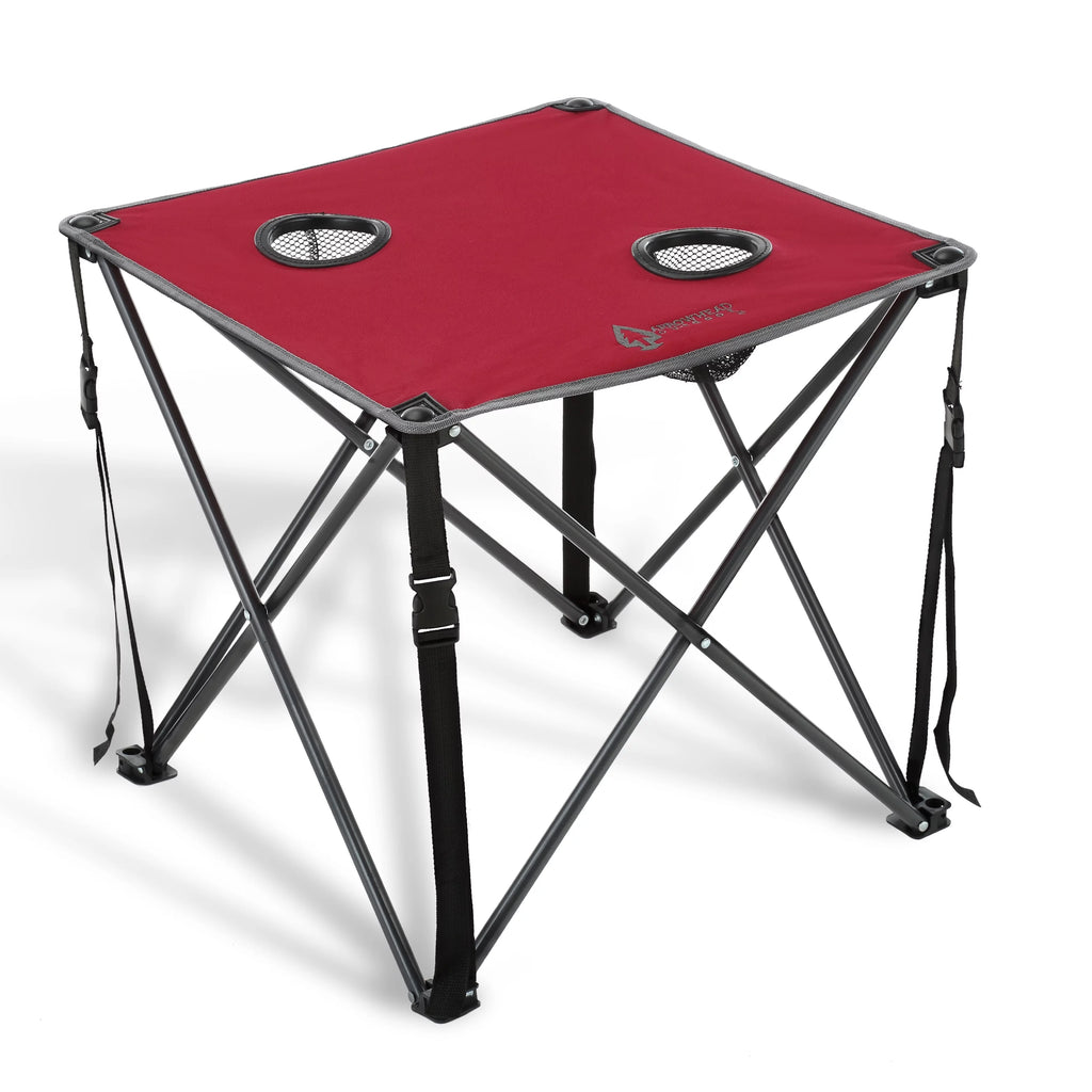 Heavy-Duty Portable Camping Folding Table with Cup Holders and Carrying Case C2380