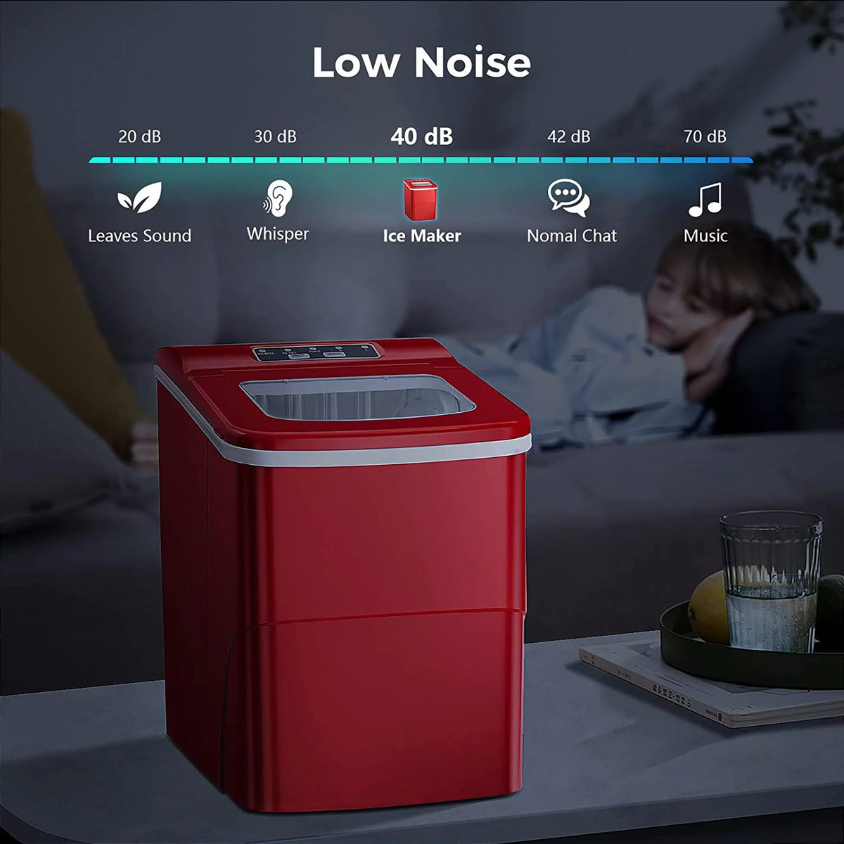 Portable Countertop Ice Maker with Ice Scoop and Basket X927
