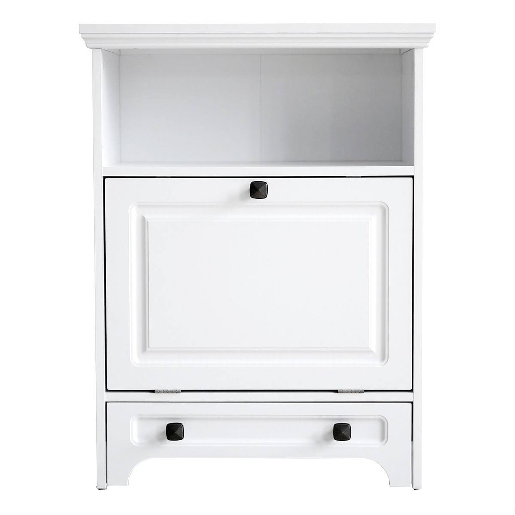 White Pet Feeding Station with Food Storage Cabinet Y9291