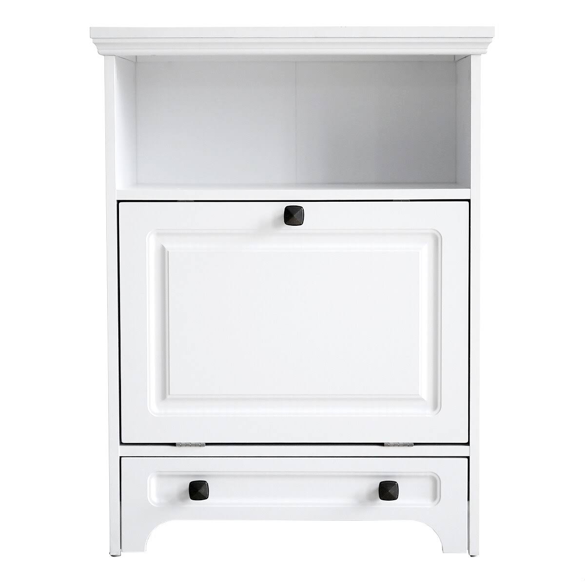 White Pet Feeding Station with Food Storage Cabinet Y9291