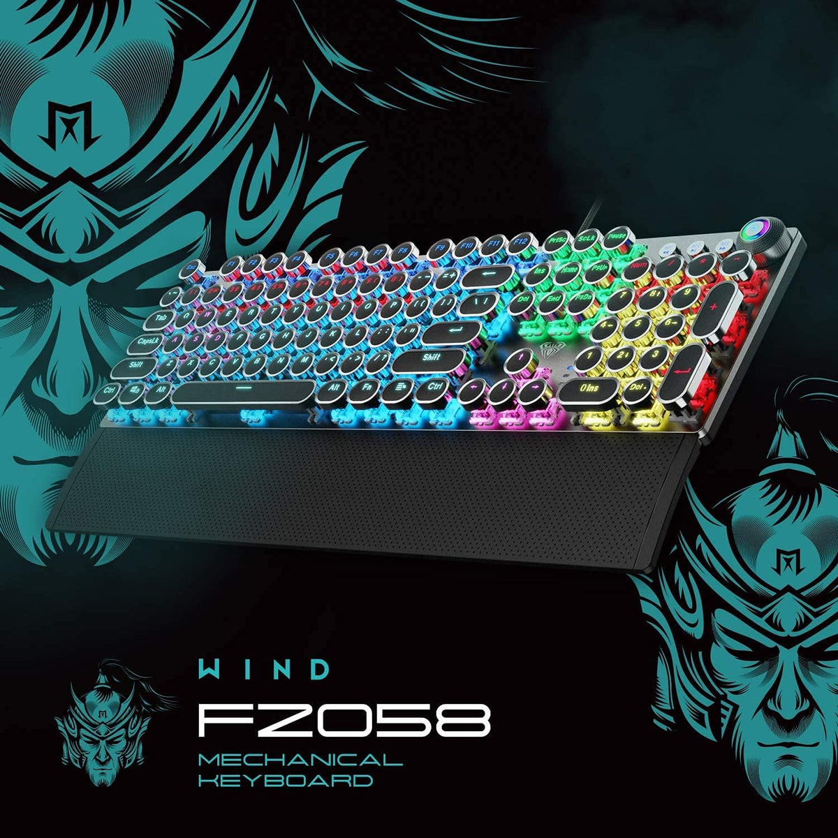 Retro Mechanical Gaming Keyboard with Wrist Rest and RGB Backlit L859