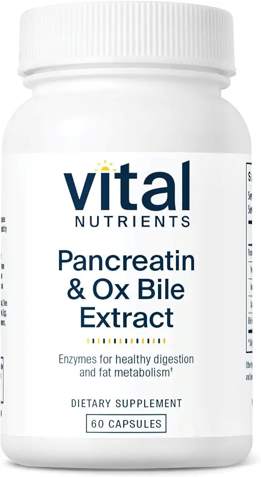 Pancreatin & Ox Bile Extract 500mg Digestive Enzymes 60 Capsules G614542