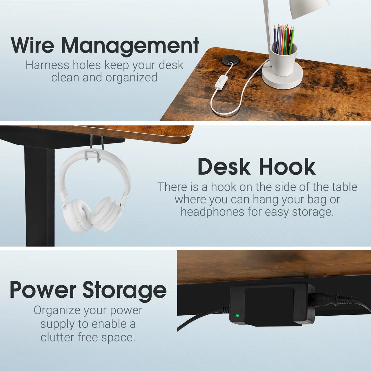 Electric Height Adjustable Standing Desk with Memory Preset, White P9221