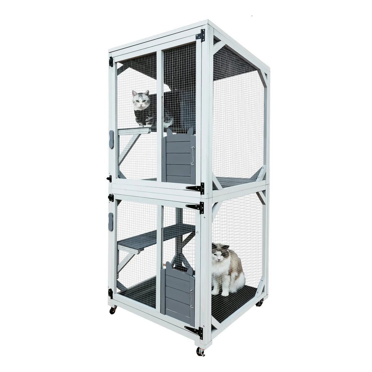 Wooden Outdoor Cat Enclosure with Wheels H431