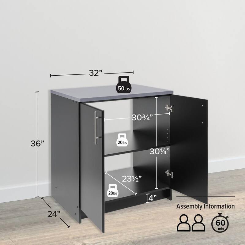 Black Wood Freestanding Garage Cabinet X32178