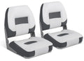 Folding Boat Seat White Charcoal 2 Seats T5238