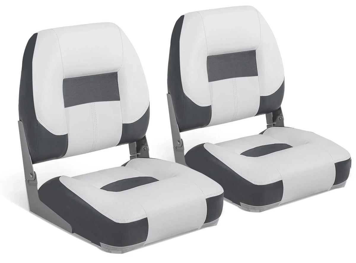 Folding Boat Seat White Charcoal 2 Seats T5238