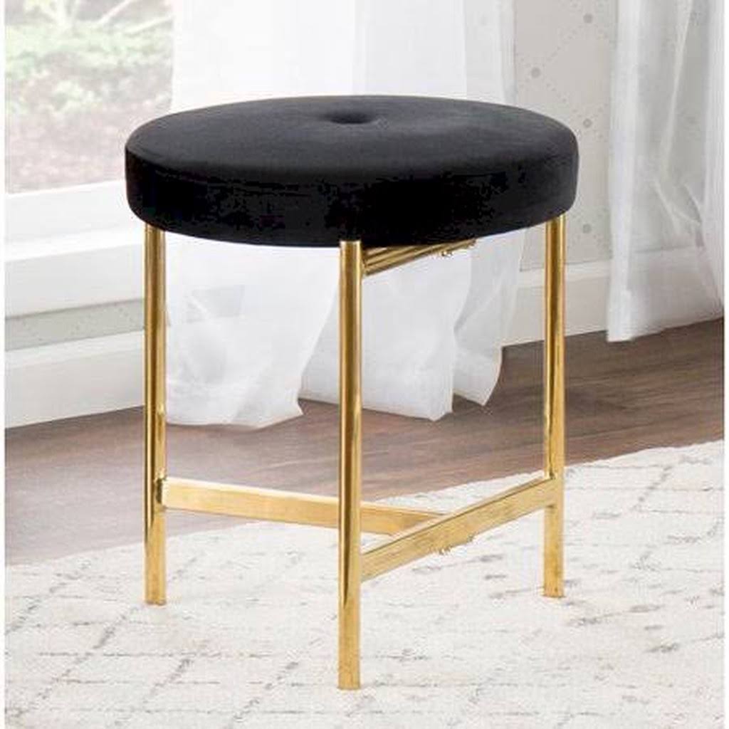 Gold Black Metal Vanity Stool K926623