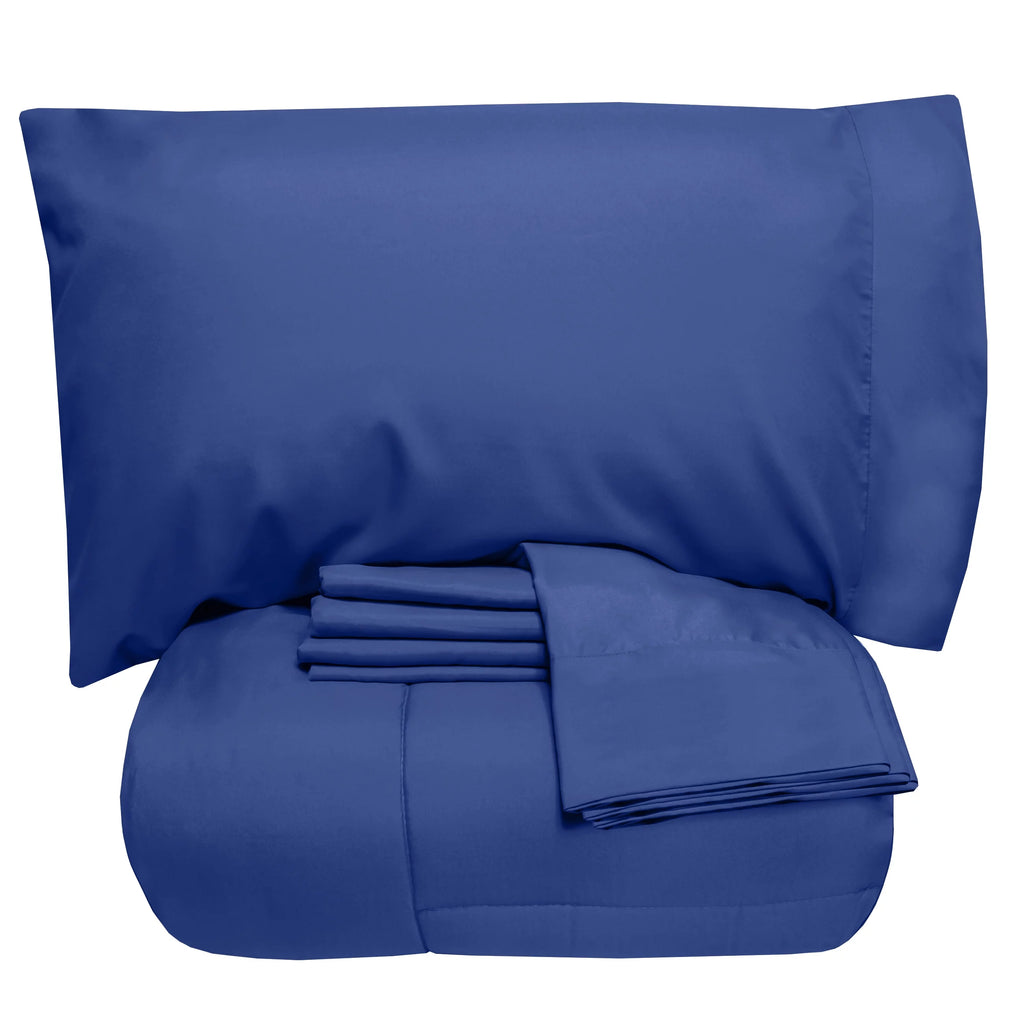 7 Piece Down Alternative Comforter & Sheet Set Full Royal Blue Z407