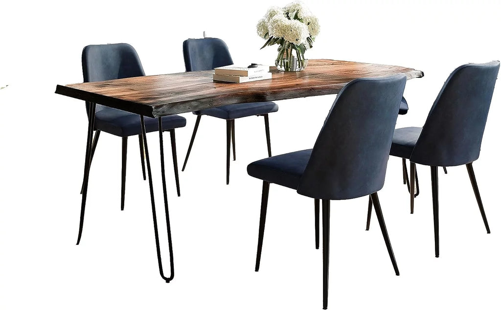 Solid Acacia Five Piece Dining Set with Upholstered Chairs X448