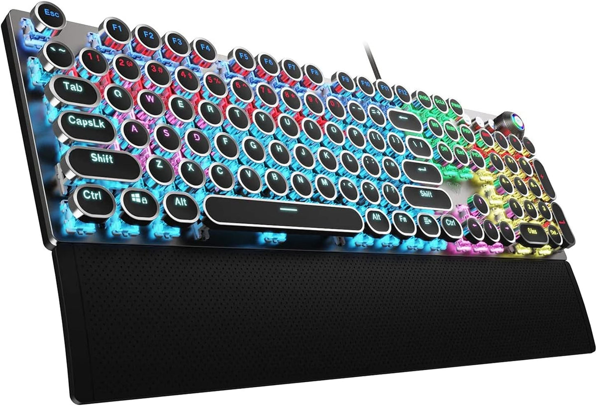 Retro Mechanical Gaming Keyboard with Wrist Rest and RGB Backlit L859