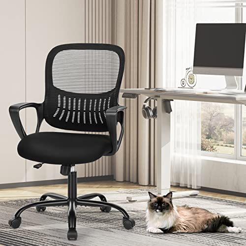 Black Ergonomic Mid-Back Mesh Swivel Office Chair Z3257