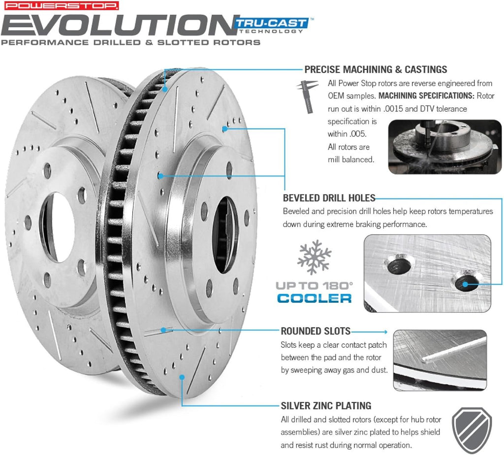 Front and Rear Carbon Fiber Brake Pads with Drilled & Slotted Brake Rotors Kit P796