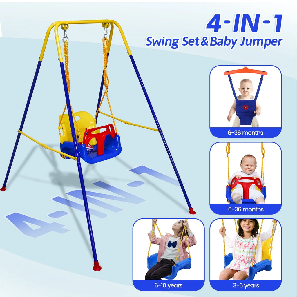 2-in-1 Toddler Swing Set and Baby Jumper K143486