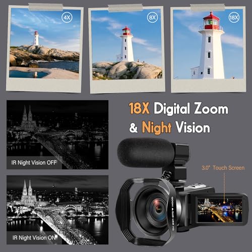 5K Video Camera 64MP Camcorder 18X Zoom WiFi Digital Camera E29215