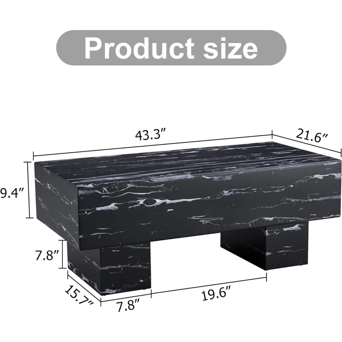Square Coffee Table with Faux Marble Tabletop U86212