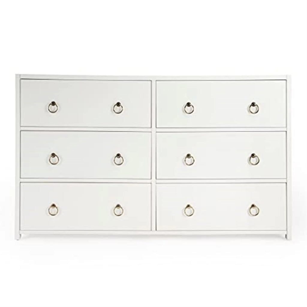 White Wood 6 Drawer Chest R130728