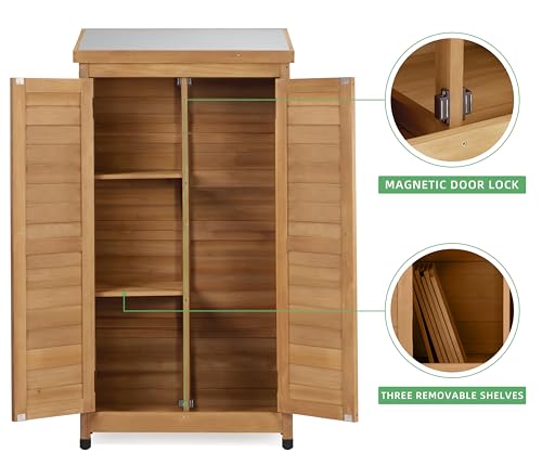 58''x30''x18'' Outdoor Wooden Storage Shed with Metal Top R345