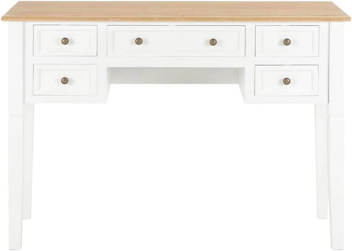 Brown and White 5 Drawer Wooden Writing Desk B272183