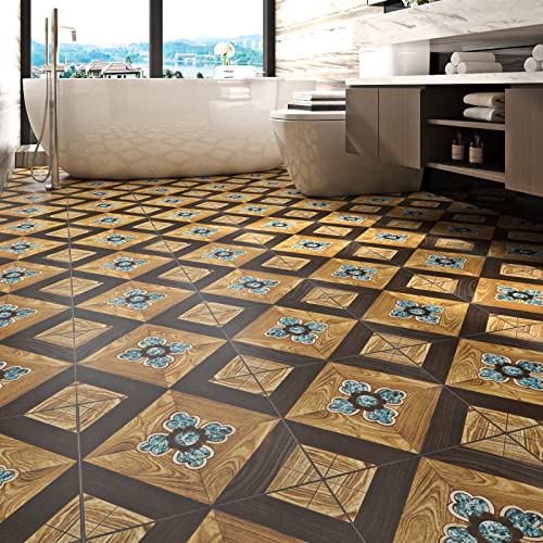 Brown Wood Peel and Stick Vinyl Floor Tile 12x12 in 15 Pack O7489