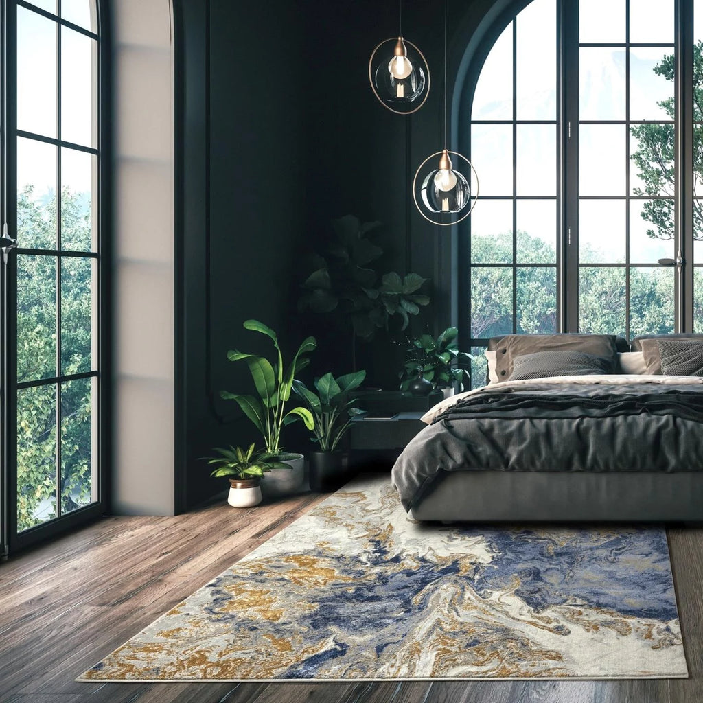 Blue Abstract 8x10 Area Rug A8724