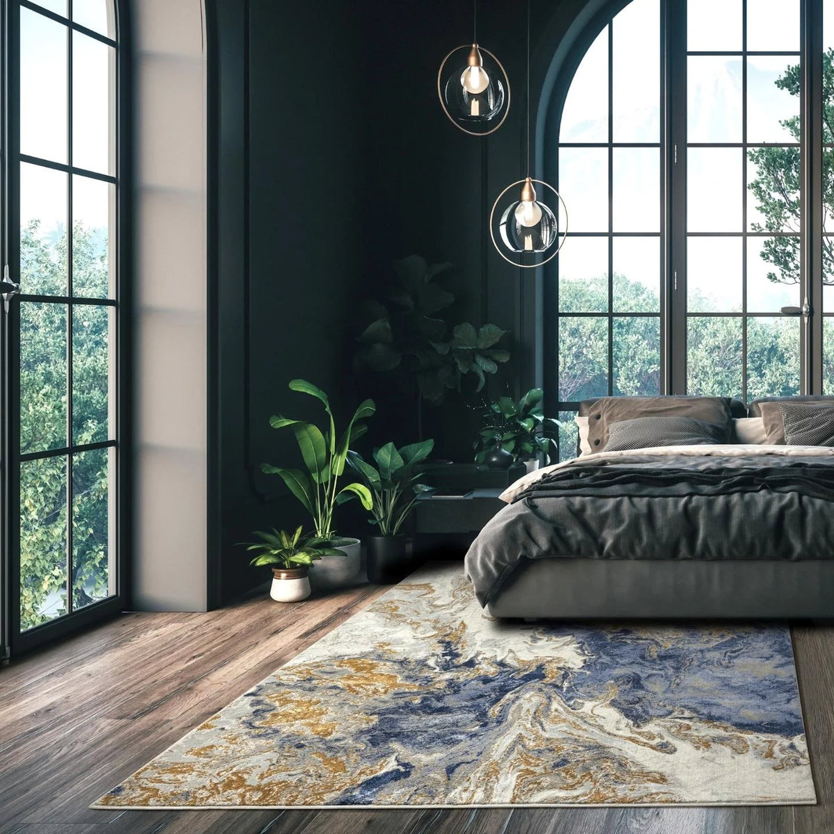 Blue Abstract 8x10 Area Rug A8724