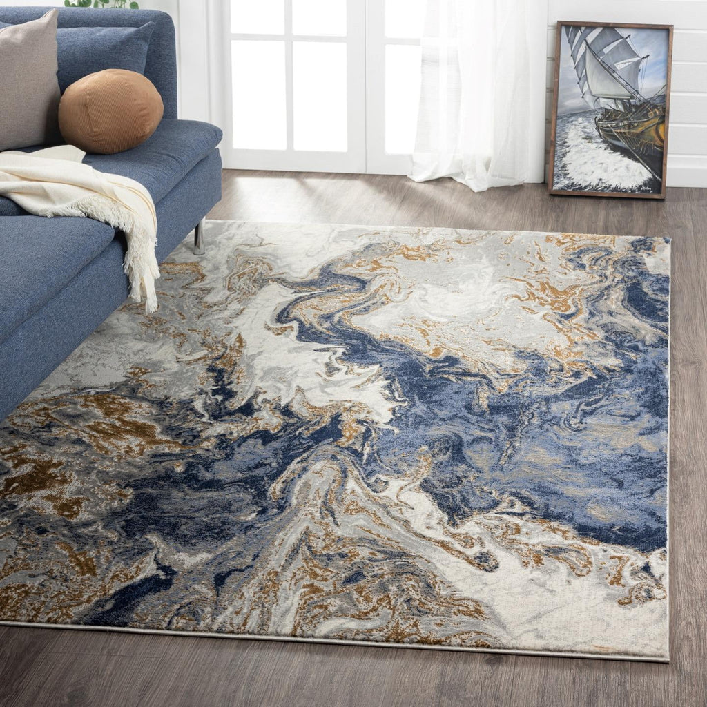 Blue Abstract 8x10 Area Rug A8724