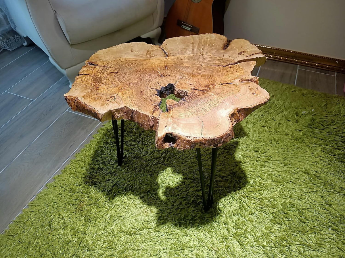 Olive 24" Live Edge Side Table with Black Legs F2194