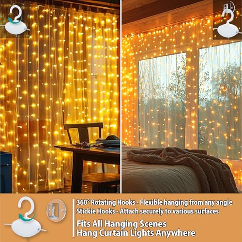 300LED Warm White Fairy Curtain Lights 2 Pack Z33498