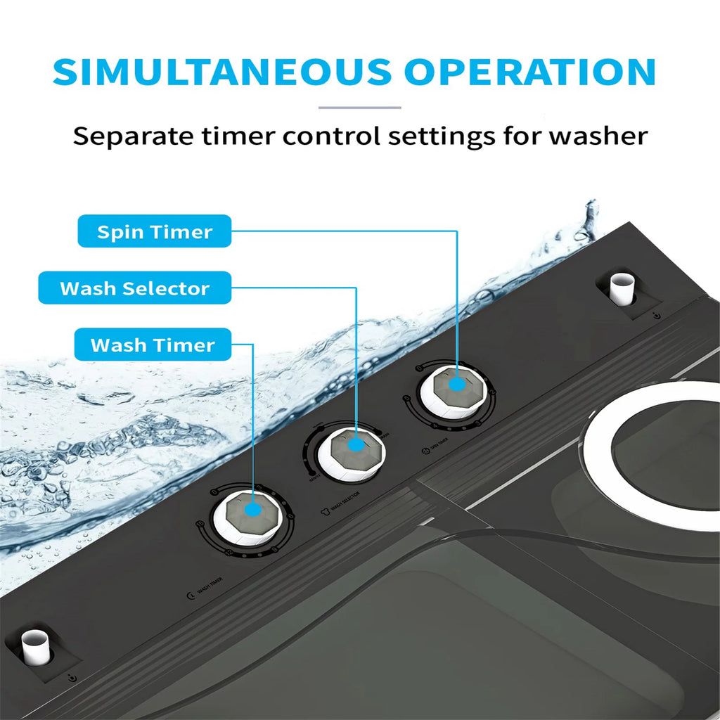 26Lbs Portable Twin Tub Washing Machine with Gravity Drain Pump U7709